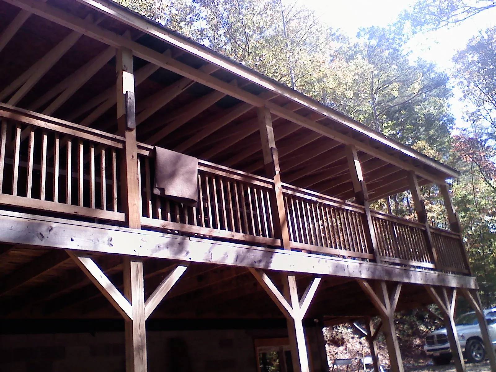 Timber framing under a new elevated porch and deck — Roof Leak Repair in Donaldsonville by Roofing Brothers